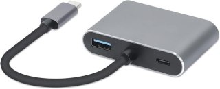 Hub USB Typ-C 4w1 USB 3.0 + PD 100W + HDMK 4k30Hz + VGA FullHD