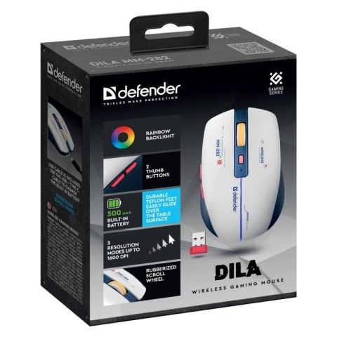 DEFENDER MYSZ BEZPRZEWODOWA DILA MM-282 RF 1800DPI 6P AKUMULATOROWA 52282