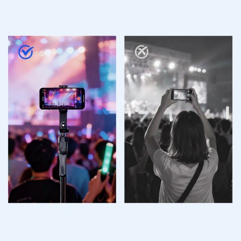 Selfie stick tripod 1/4'' na telefon kamerę aparat z obrotem 360 Bluetooth - czarny ORICO