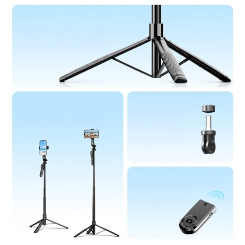 Selfie stick tripod 1/4'' na telefon kamerę aparat z obrotem 360 Bluetooth - czarny ORICO