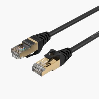 Kabel sieciowy internetowy okrągły LAN CAT7 10Gbps RJ45 1m - czarny
