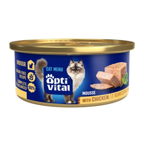 OptiVital mini puszka - Mus dla dorosłych kotów z kurczakiem 85g