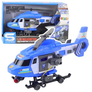 Helikopter Policyjny Hak Nosze Światła Dźwięki Niebieski 1:16