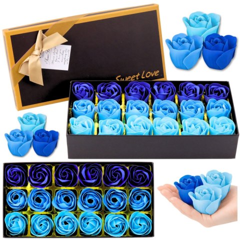 Flower Box Wieczne Pachnące Róże Kwiaty w Pudełku Niebieskie 18 szt.