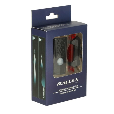 Lampka rowerowa LED RALLEX zestaw tył-przód na rower kierownicę USB Kik Sp. z o. o. Sp. k.