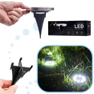 Lampy ogrodowe solarne najazdowe gruntowe czujnik zmierzchu wbijane świecący dysk 8LED 12szt. zimny biały Kik Sp. z o. o. Sp. k.