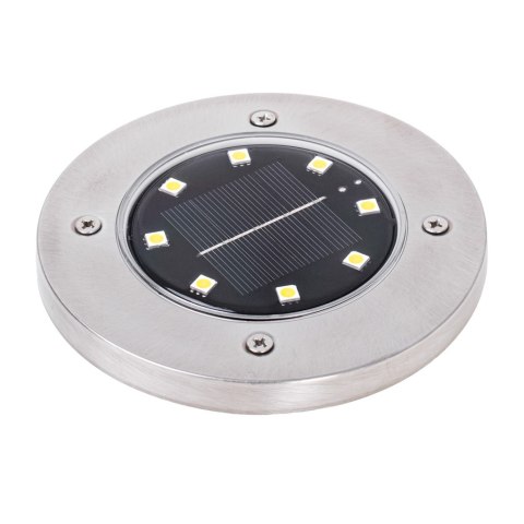 Lampy ogrodowe solarne najazdowe gruntowe czujnik zmierzchu wbijane świecący dysk 8LED 4szt. zimny biały Kik Sp. z o. o. Sp. k.