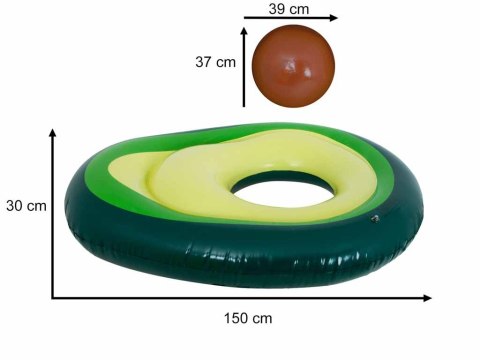 Materac dmuchany do pływania awokado z pestką piłką 150x115 cm XL Kik Sp. z o. o. Sp. k.