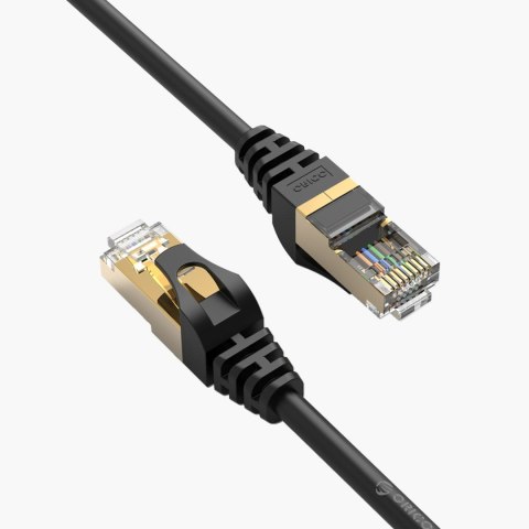 Kabel sieciowy internetowy okrągły LAN CAT7 10Gbps RJ45 2m - czarny