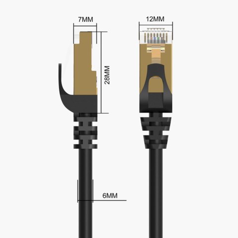 Kabel sieciowy internetowy okrągły LAN CAT7 10Gbps RJ45 2m - czarny