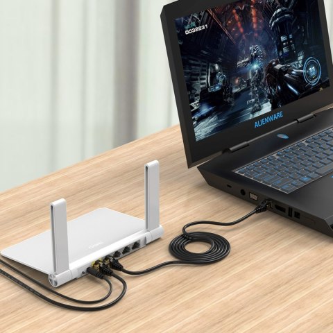 Kabel sieciowy internetowy okrągły LAN CAT7 10Gbps RJ45 2m - czarny