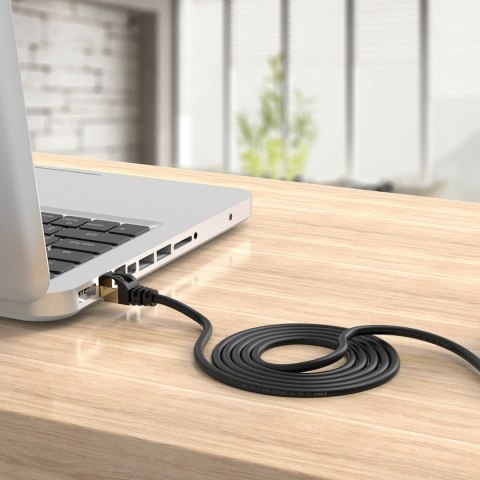 Kabel sieciowy internetowy okrągły LAN CAT7 10Gbps RJ45 2m - czarny