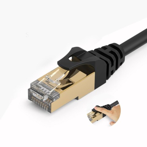 Kabel sieciowy internetowy okrągły LAN CAT7 10Gbps RJ45 2m - czarny