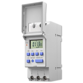 Elektroniczny programator czasowy TIMER na szynę DIN z wbudowaną baterią | harmonogram 7 dni | 16 programów