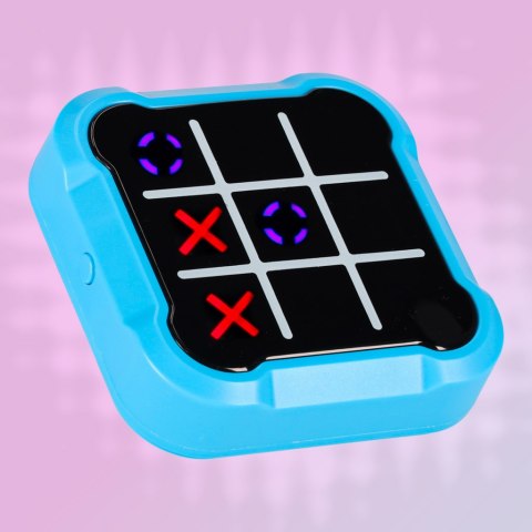 Kółko krzyżyk gra elektroniczna logiczna tic tac toe konsola przenośna niebieska