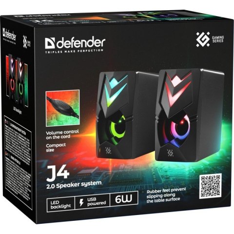 Głośniki komputerowe J4 2.0 6W LED USB Czarne