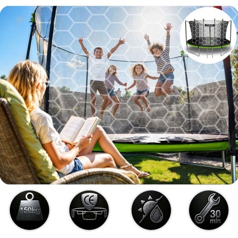 Trampolina ogrodowa 15ft/465cm z siatką wewnętrzną i drabinką Neo-Sport