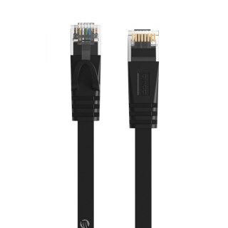 Kabel sieciowy internetowy płaski Ethernet CAT7 10Gbps RJ45 LAN 1m - czarny