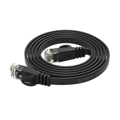 Kabel sieciowy internetowy płaski Ethernet CAT7 10Gbps RJ45 LAN 1m - czarny