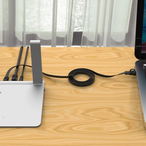 Kabel sieciowy internetowy płaski Ethernet CAT7 10Gbps RJ45 LAN 1m - czarny