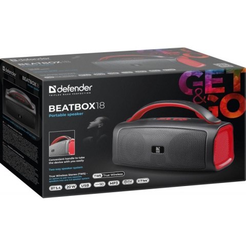 DEFENDER GŁOŚNIK BLUETOOTH 5.4 BEATBOX 18 20W 65218