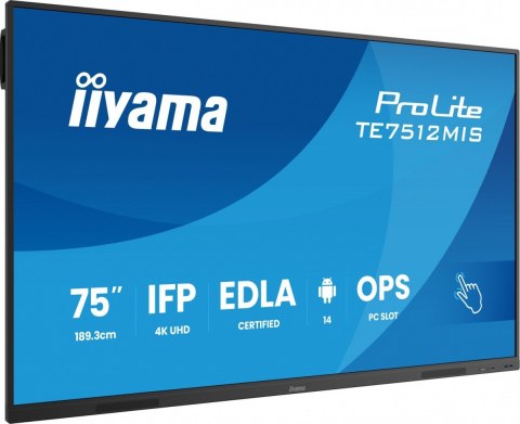 Monitor 75 cali TE7512MIS-B4AG 40pkt,IPS,4K,24/7,7H, ANDROID 14, RK3576, 8/128GB, EDLA, Essential