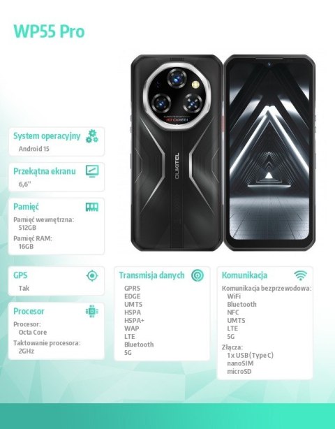 Smartfon WP55 Pro 5G 16/512GB IP69K czarny
