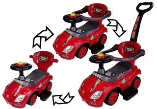 Jeździk z Pchaczem Dla Dzieci Mega Car 3w1 Piszczek Schowek Czerwony LEAN CARS
