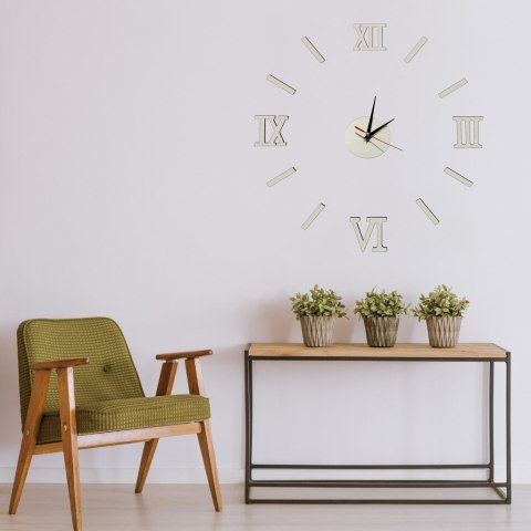 Zegar Ścienny naklejany DIY 3D regulowany rzymski srebrny 130cm Kik Sp. z o. o. Sp. k.