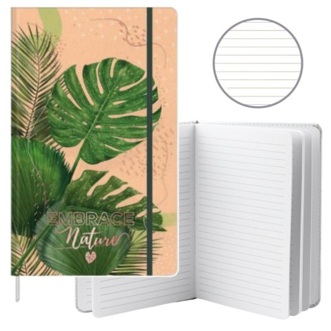 Notatnik Zeszyt Planner W Linie Liście Monstera Gumka A5 80 Kartek LEAN
