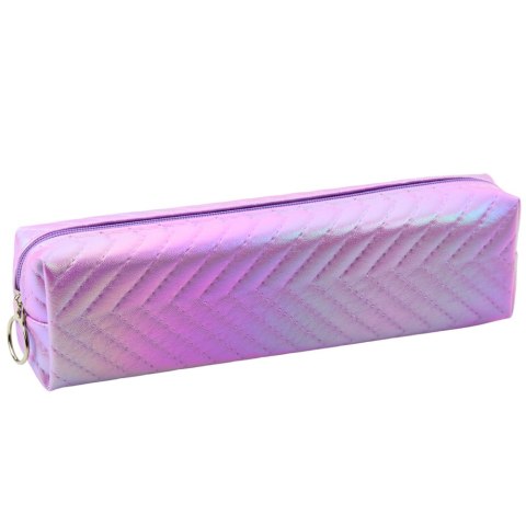 Piórnik Szkolny Organizer Holograficzny Jodełka Fioletowy 21x6cm LEAN