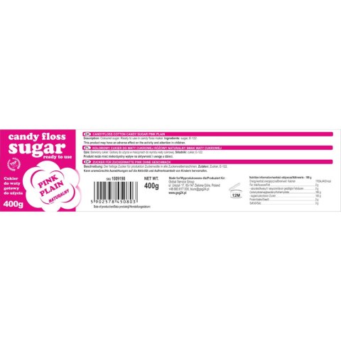 Kolorowy cukier do waty cukrowej różowy naturalny smak waty cukrowej 400g GSG24