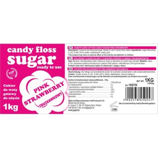 Kolorowy cukier do waty cukrowej różowy o smaku truskawkowym 1kg GSG24