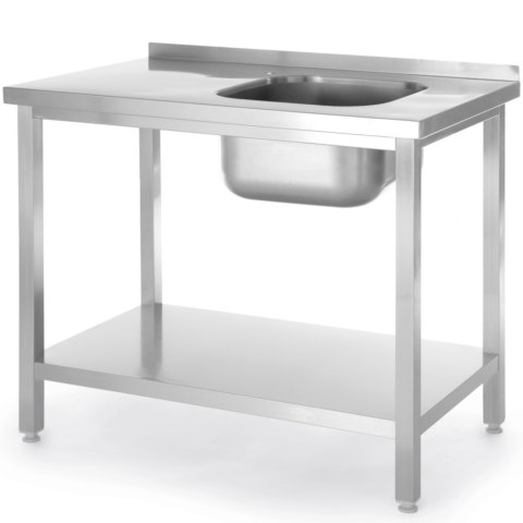 Basen zlew jednokomorowy z półką prawy Budget Line STAL 800 x 600 x 850 cm - Hendi 816998 Hendi