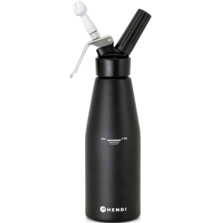 Syfon do bitej śmietany N2O Kitchen Line ZESTAW + 3 końcówki 0.98L - czarny Hendi