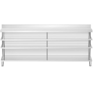Stół blat barowy roboczy gastronomiczny z rantem 4 półki STAL 250 x 60 x 105 cm Royal Catering