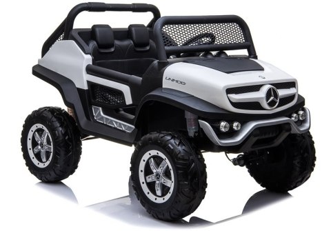 Auto na Akumulator Mercedes Unimog 4x4 Dla Dzieci Światła LED MP3 Biały LEAN CARS