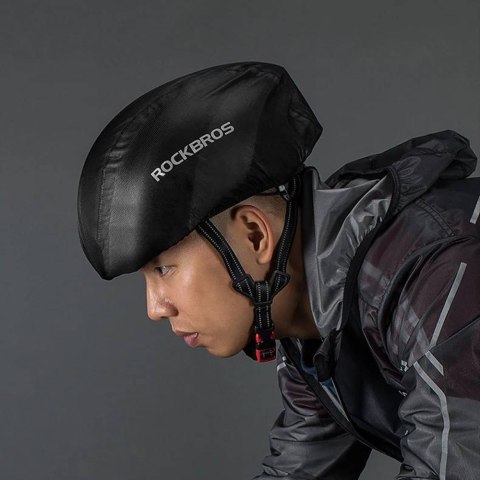 Pokrowiec przeciwdeszczowy na kask rowerowy czarny ROCKBROS