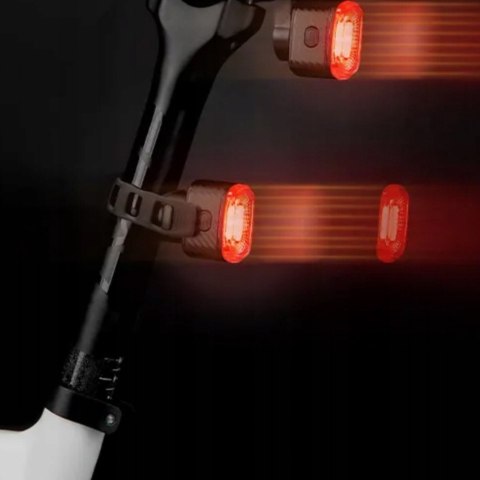 Lampka rowerowa LED czerwona tylna system hamowania STOP USB-C - czarna ROCKBROS