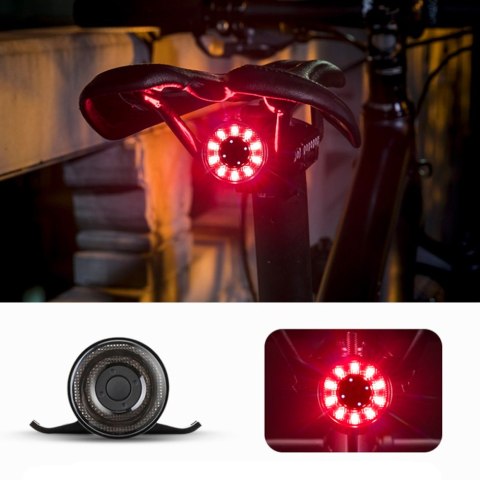 Lampka rowerowa tylna Q1 7 kolorów LED Strobe + kabel USB-C - USB-A - czarna ROCKBROS