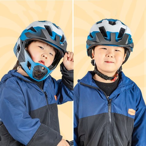 Kask rowerowy dziecięcy z odpinaną szczęką rozmiar S 48-54cm - niebieski ROCKBROS