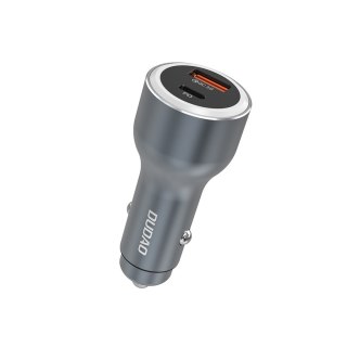 Ładowarka samochodowa USB-A USB-C PD QC LED 120W - szary DUDAO