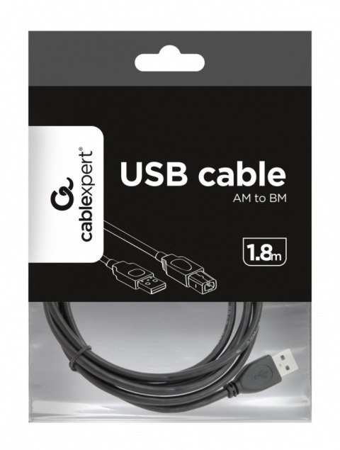 Kabel USB 2.0 typu AB AM-BM 1.8m czarny Gembird
