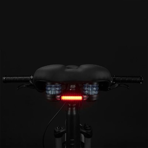 Siodełko rowerowe MTB z amortyzorami wodoodporne + lampka LED - czarne ROCKBROS