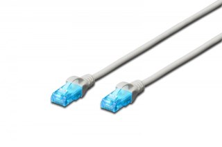 Patch cord RJ45-RJ45, kat.5e, U/UTP, AWG 26/7, PVC, 0.25m, szary