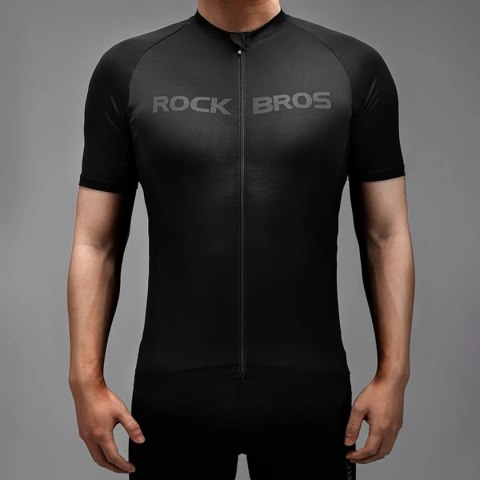 Koszulka rowerowa rozpinana z krótkim rękawem L - czarna ROCKBROS