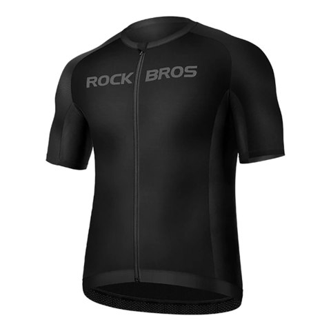 Koszulka rowerowa rozpinana z krótkim rękawem XL - czarna ROCKBROS