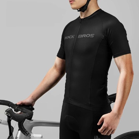 Koszulka rowerowa rozpinana z krótkim rękawem XL - czarna ROCKBROS