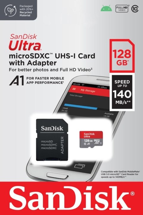 Karta pamięci Ultra microSDXC 128GB 140MB/s A1 + Adapter SD